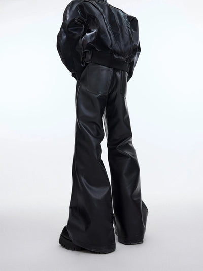 Wide Leg Cut Leather Pants Korean Street Fashion Pants By Argue Culture Shop Online at OH Vault