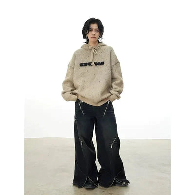 Slit Zipper Wide Jeans Korean Street Fashion Jeans By Cro World Shop Online at OH Vault
