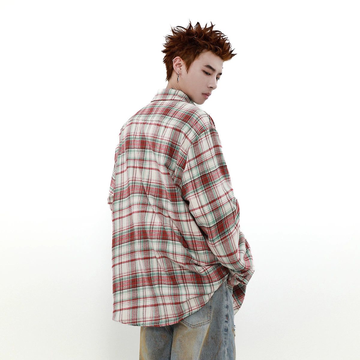 One Pocket Checked Shirt Korean Street Fashion Shirt By Mr Nearly Shop Online at OH Vault
