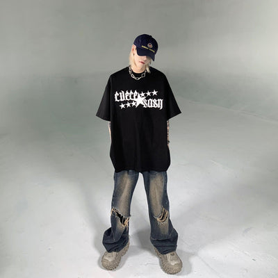 Ash Dark Whisker Washed Ripped Knee Jeans Korean Street Fashion Jeans By Ash Dark Shop Online at OH Vault
