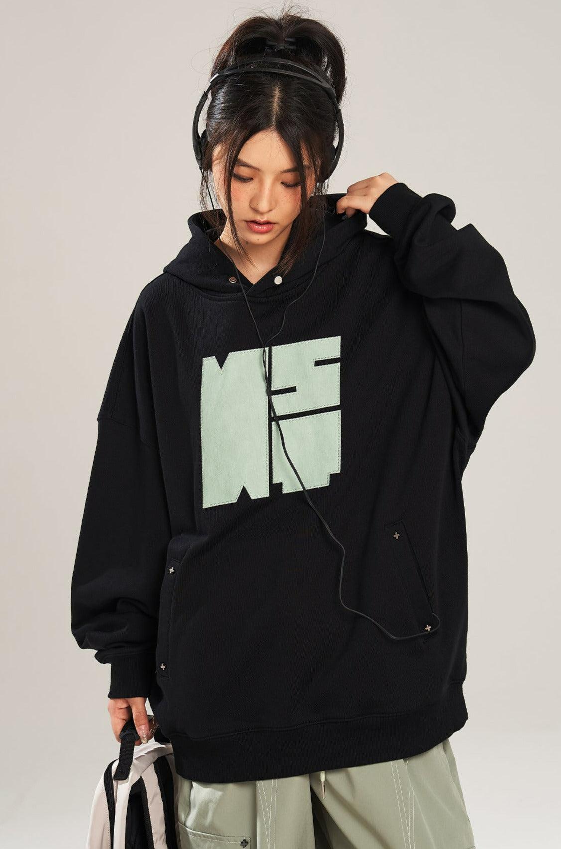 New Start Casual Stitched Logo Sports Hoodie Korean Street Fashion Hoodie By New Start Shop Online at OH Vault
