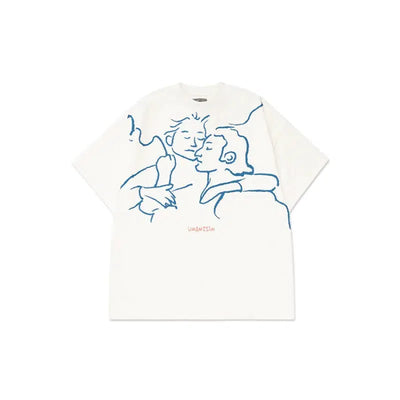 Couple Line Drawing T-Shirt Korean Street Fashion T-Shirt By UMAMIISM Shop Online at OH Vault