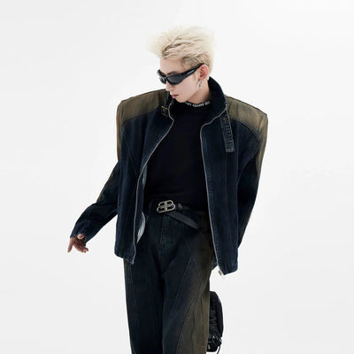 Gradient Wash Strap Denim Jacket Korean Street Fashion Jacket By Slim Black Shop Online at OH Vault