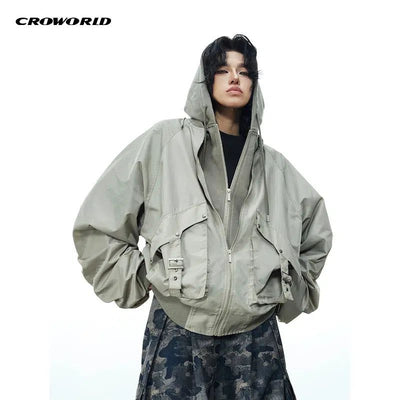 Strap Pocket Workwear Jacket Korean Street Fashion Jacket By Cro World Shop Online at OH Vault