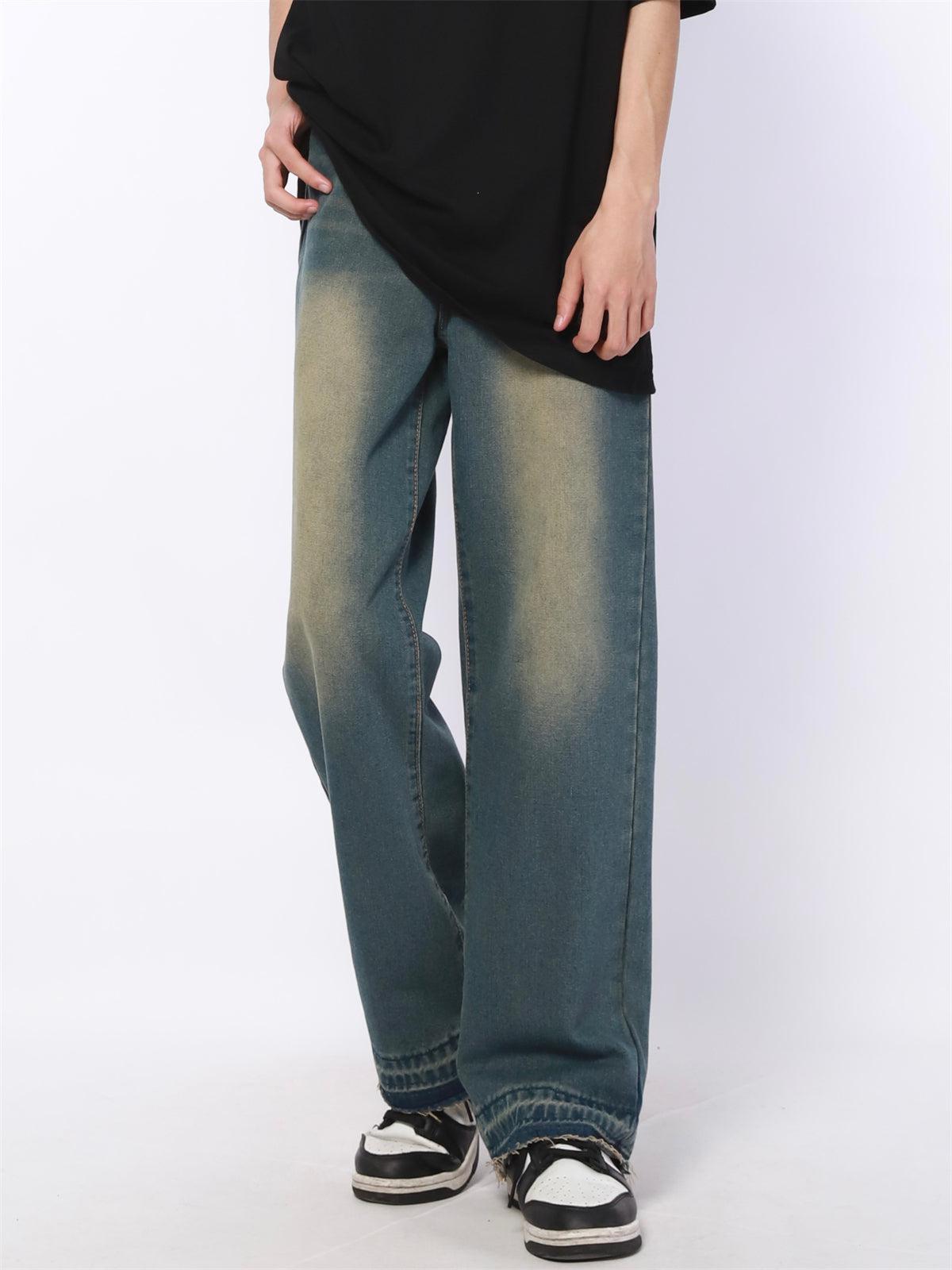 Washed Frayed Hem Straight Jeans Korean Street Fashion Jeans By Made Extreme Shop Online at OH Vault