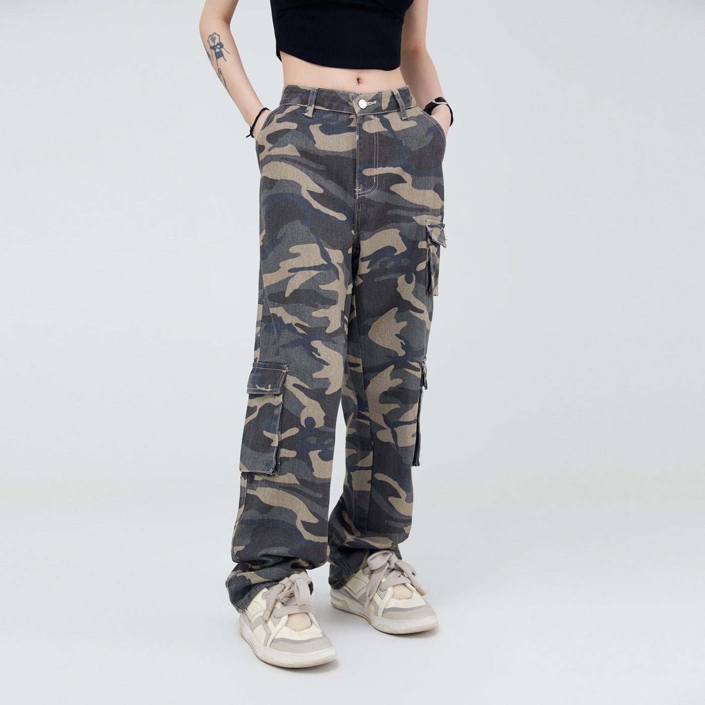 Flap Pocket Camouflage Cargo Pants Korean Street Fashion Pants By Made Extreme Shop Online at OH Vault