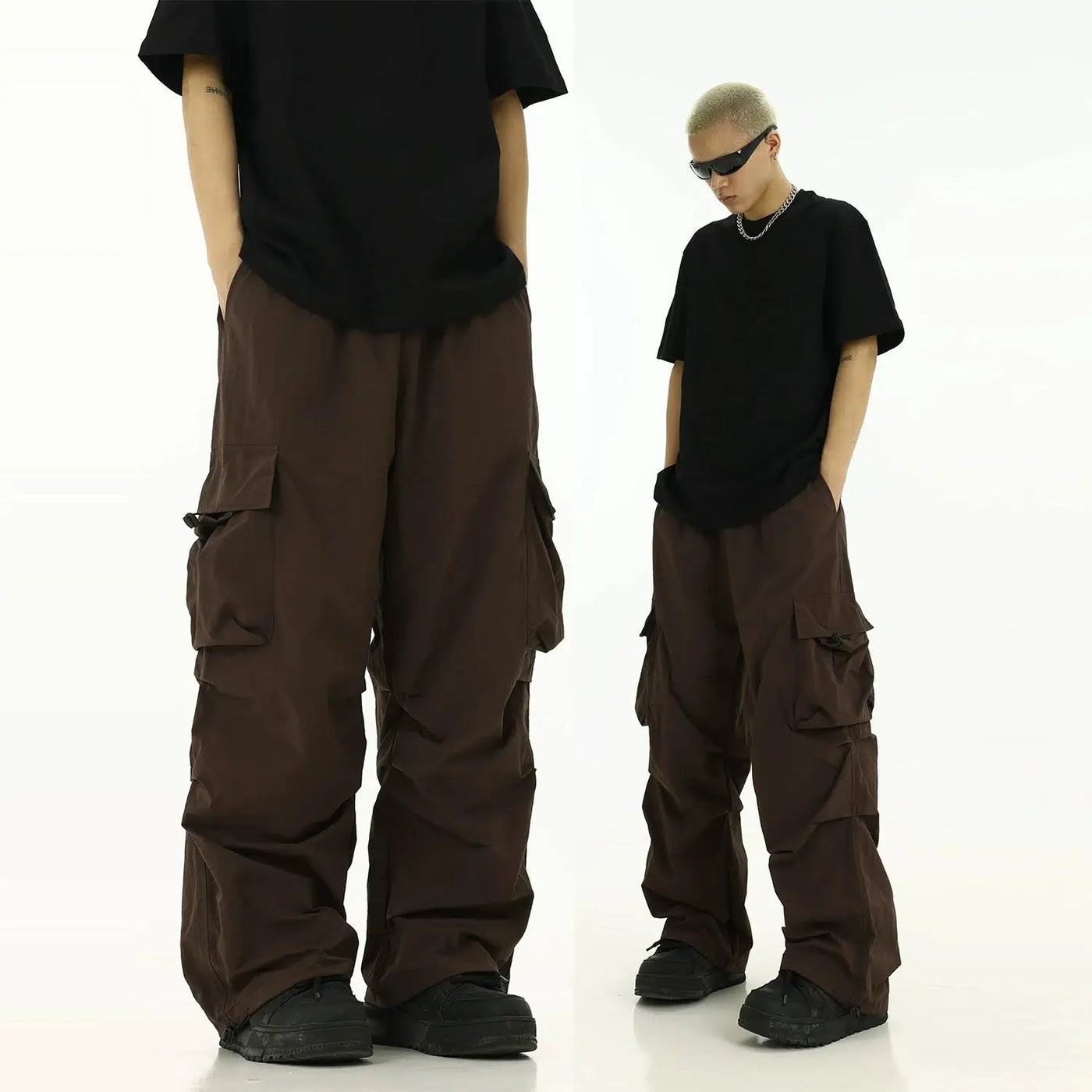 Casual Loose Pleated Cargo Pants Korean Street Fashion Pants By MEBXX Shop Online at OH Vault