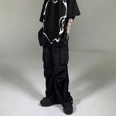 Label Embroidered Cargo Pants Korean Street Fashion Pants By Ash Dark Shop Online at OH Vault