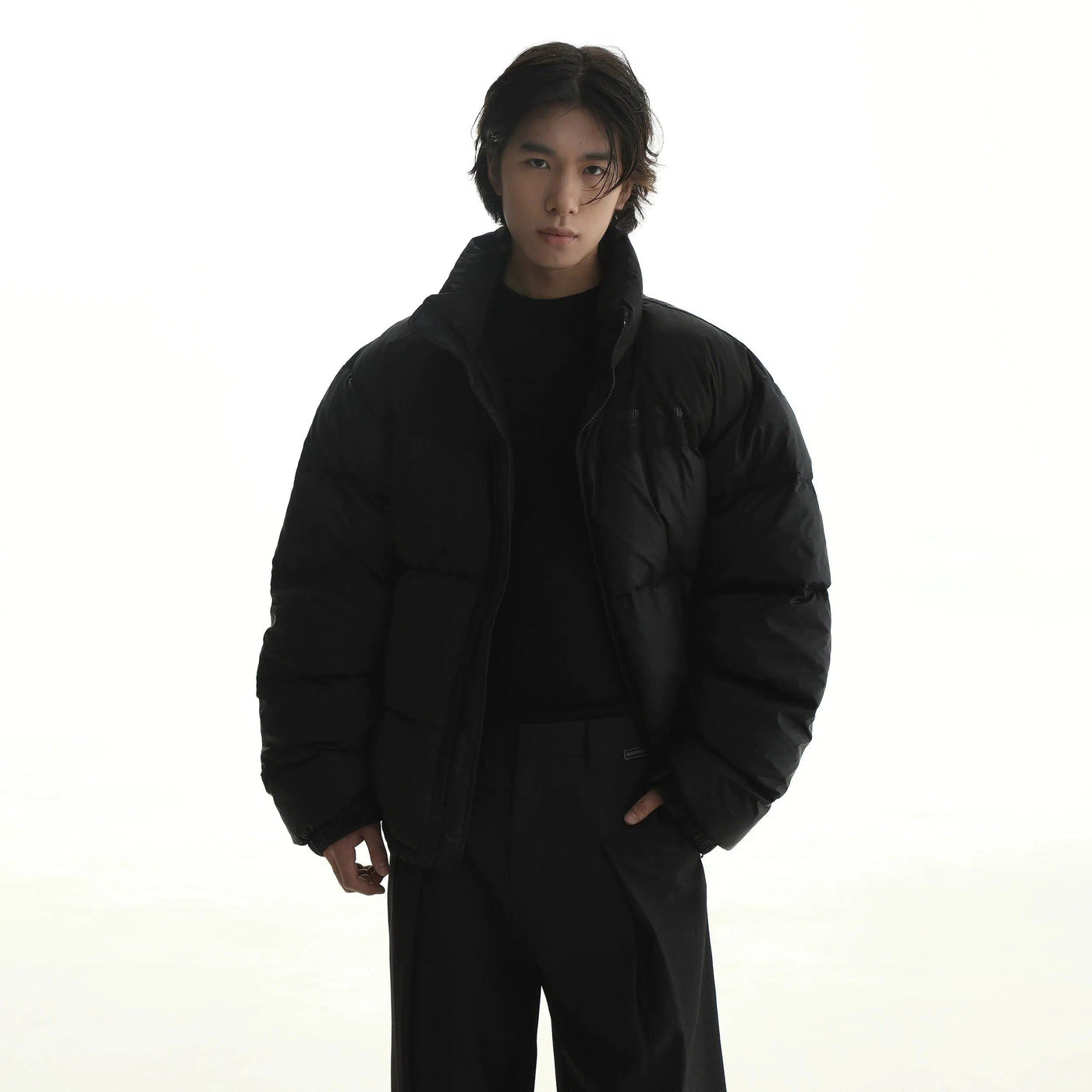 High Collar Zipped Puffer Jacket Korean Street Fashion Jacket By Mason Prince Shop Online at OH Vault