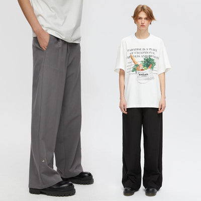 Fold Buttoned Trousers Korean Street Fashion Pants By Kreate Shop Online at OH Vault