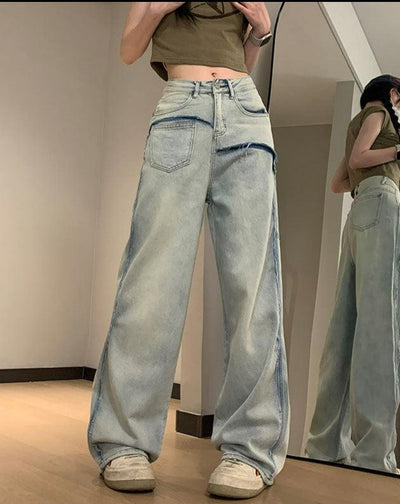 Washed Raw Edge Straight Jeans Korean Street Fashion Jeans By Made Extreme Shop Online at OH Vault