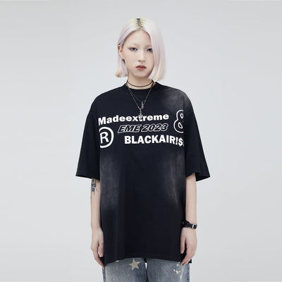 Letter Graphic Washed T-Shirt Korean Street Fashion T-Shirt By Made Extreme Shop Online at OH Vault