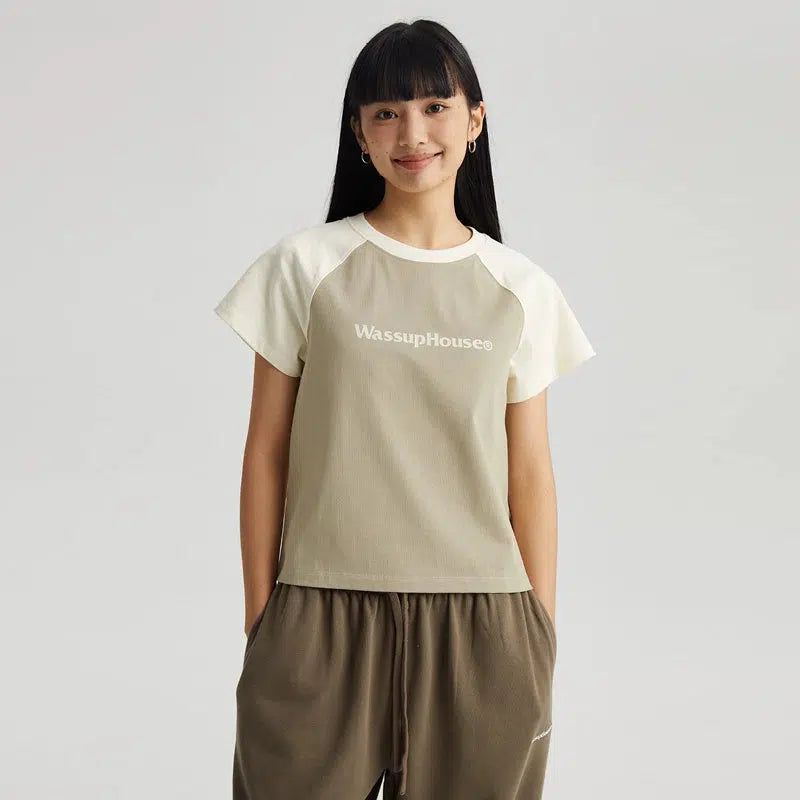 Cropped Slim Fit T-Shirt Korean Street Fashion T-Shirt By WASSUP Shop Online at OH Vault