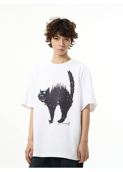 Cat Graphic T-Shirt Korean Street Fashion T-Shirt By 77Flight Shop Online at OH Vault