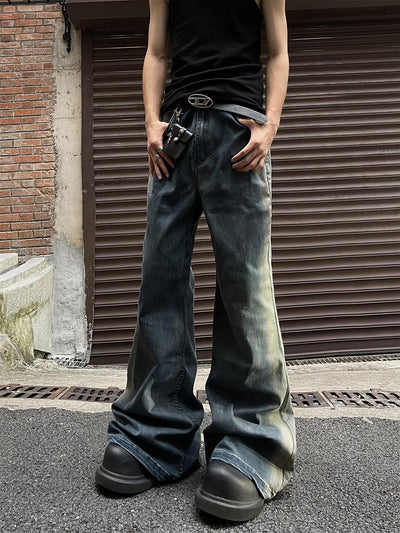 MaxDstr Elastic Side Washed Flare Leg Jeans Korean Street Fashion Jeans By MaxDstr Shop Online at OH Vault