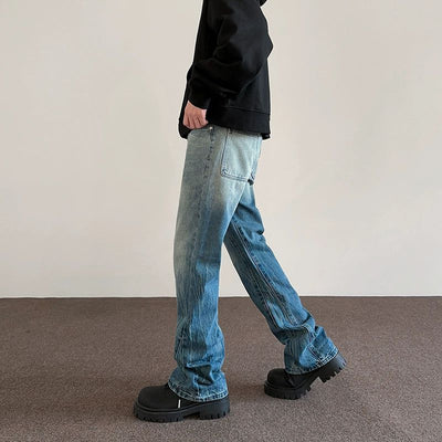 Wavy Washed Straight Jeans Korean Street Fashion Jeans By A PUEE Shop Online at OH Vault