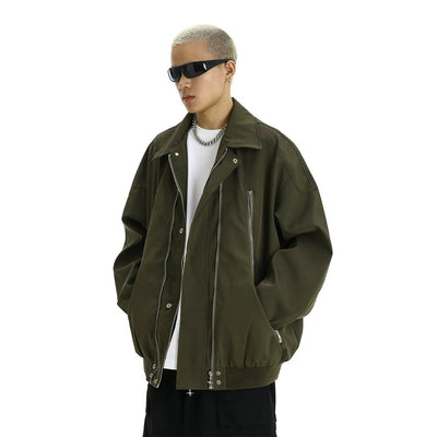 Multi-Zip Collared Jacket Korean Street Fashion Jacket By MEBXX Shop Online at OH Vault
