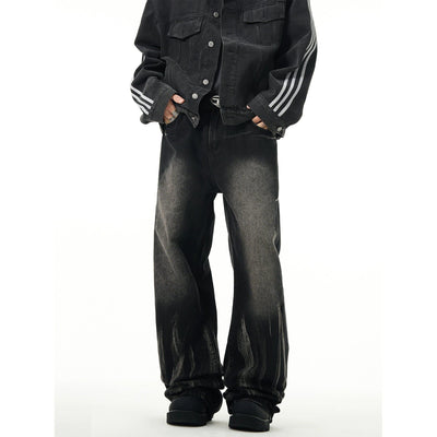 Flame Textured Straight Jeans Korean Street Fashion Jeans By MaxDstr Shop Online at OH Vault