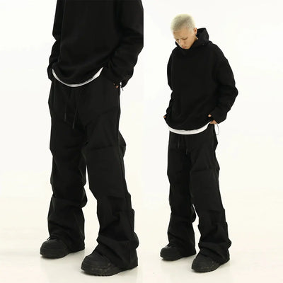 Drawstring Pleated Straight Parachute Pants Korean Street Fashion Pants By MEBXX Shop Online at OH Vault