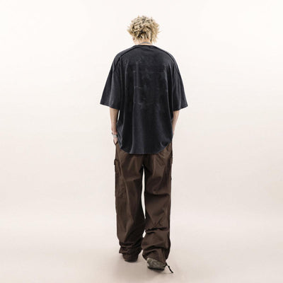 Drawstring Folds Wide Cut Pants Korean Street Fashion Pants By Mr Nearly Shop Online at OH Vault
