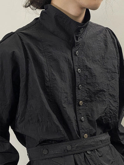 Stand Up Collar Buttoned Long Sleeve Shirt Korean Street Fashion Shirt By ILNya Shop Online at OH Vault