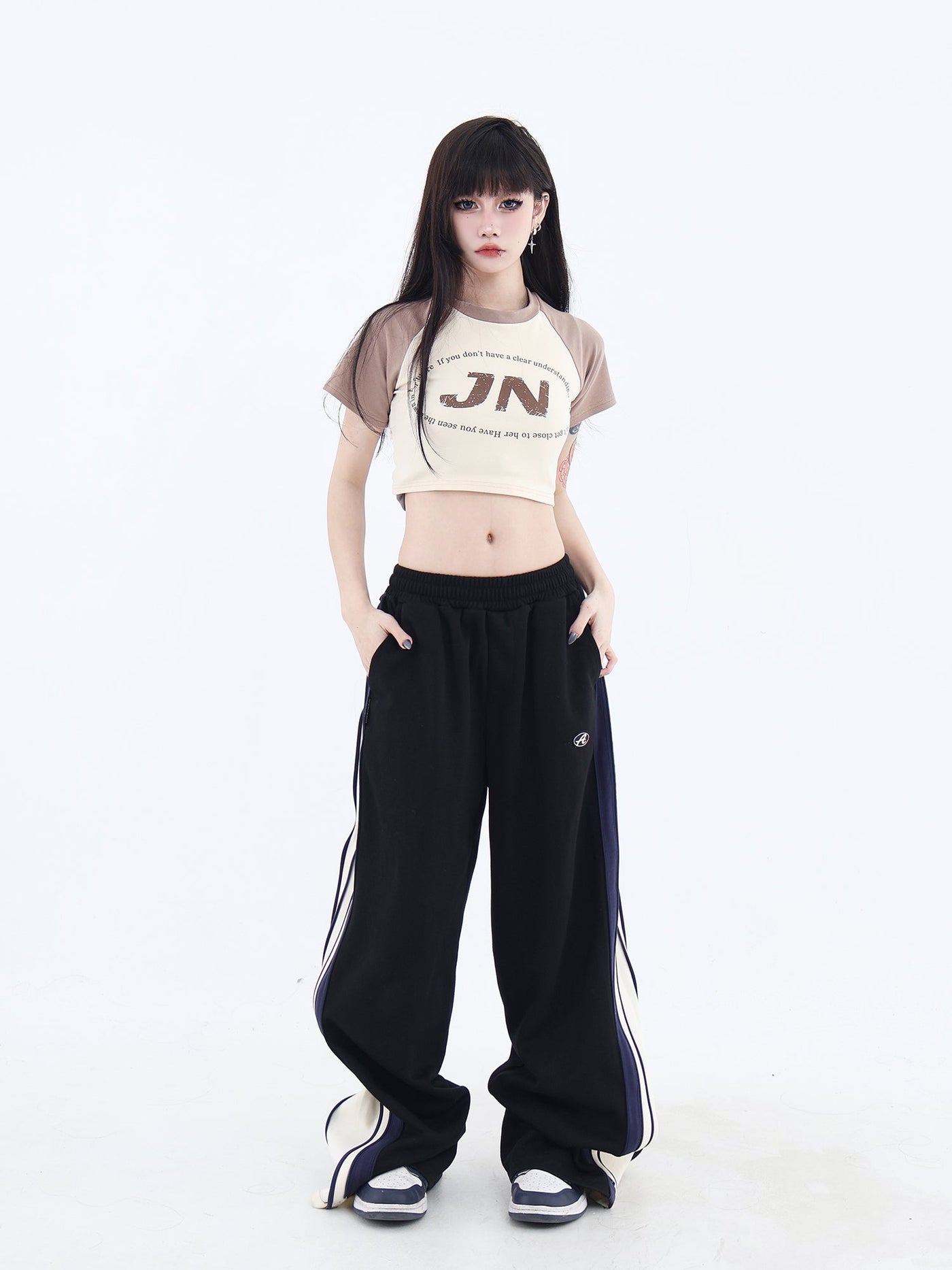 Logo & Slogan Cropped T-Shirt Korean Street Fashion T-Shirt By Jump Next Shop Online at OH Vault