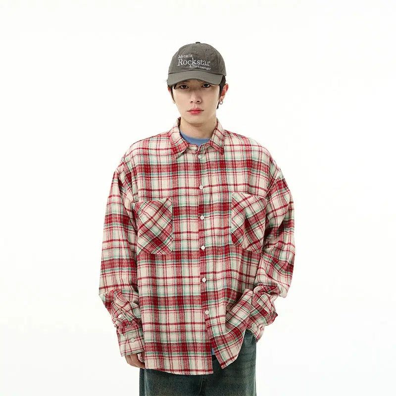 Classic Plaid Front Pocket Shirt Korean Street Fashion Shirt By 77Flight Shop Online at OH Vault