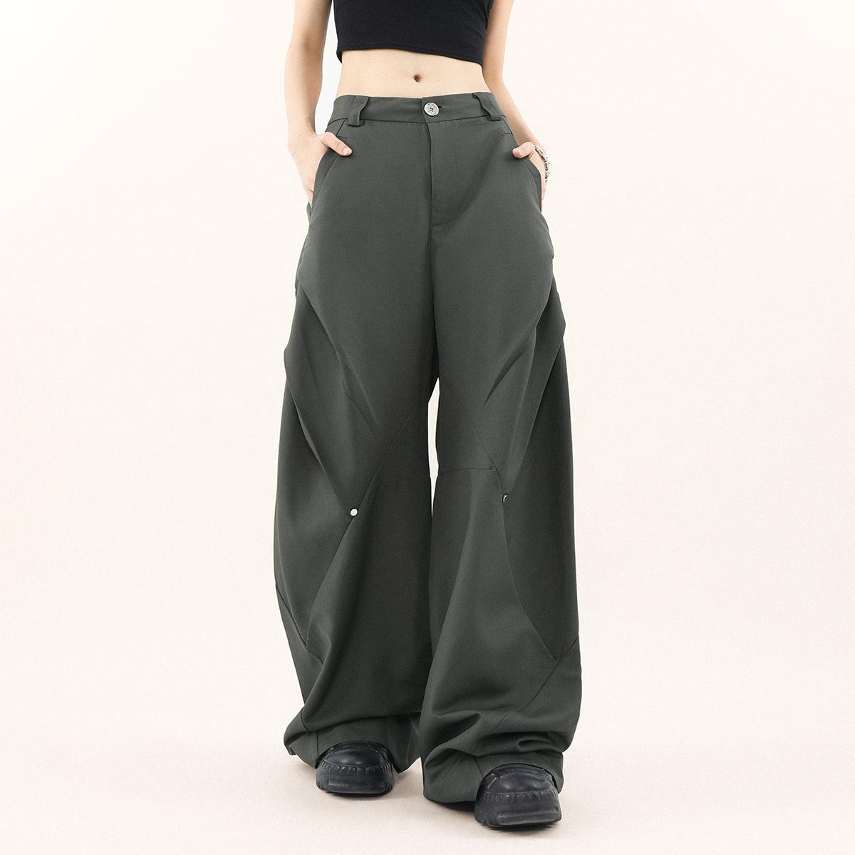 Mr Nearly Button Pleated Loose Trousers Korean Street Fashion Pants By Mr Nearly Shop Online at OH Vault
