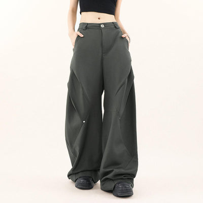 Button Pleated Loose Trousers Korean Street Fashion Pants By Mr Nearly Shop Online at OH Vault