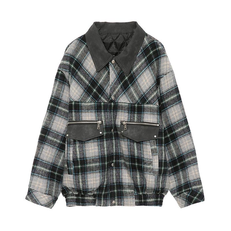 Zip Front Plaid Jacket Korean Street Fashion Jacket By Mr Nearly Shop Online at OH Vault