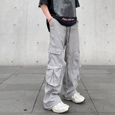 A PUEE Drawstring Waist Multi-Pocket Cargo Pants Korean Street Fashion Pants By A PUEE Shop Online at OH Vault