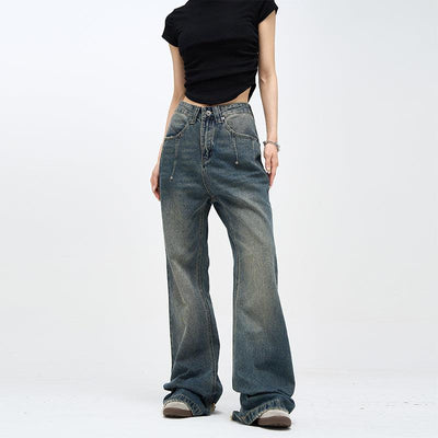 77Flight Cat Whisker Washed Flare Leg Jeans Korean Street Fashion Jeans By 77Flight Shop Online at OH Vault