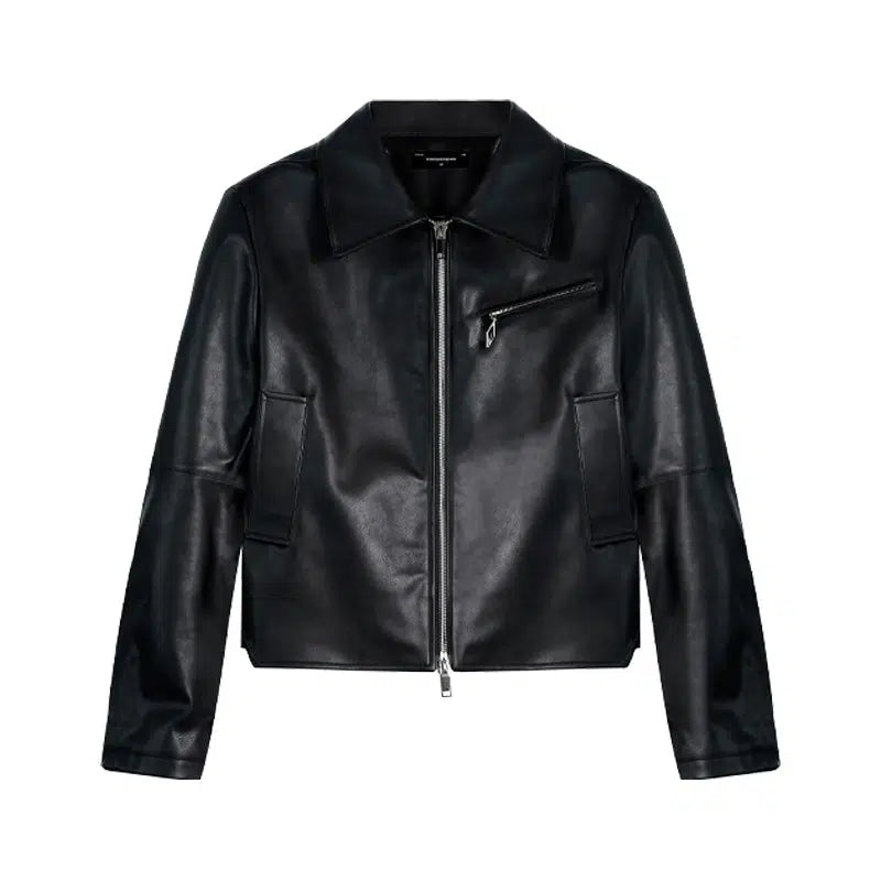 Classic Zipped Faux Leather Jacket Korean Street Fashion Jacket By Terra Incognita Shop Online at OH Vault
