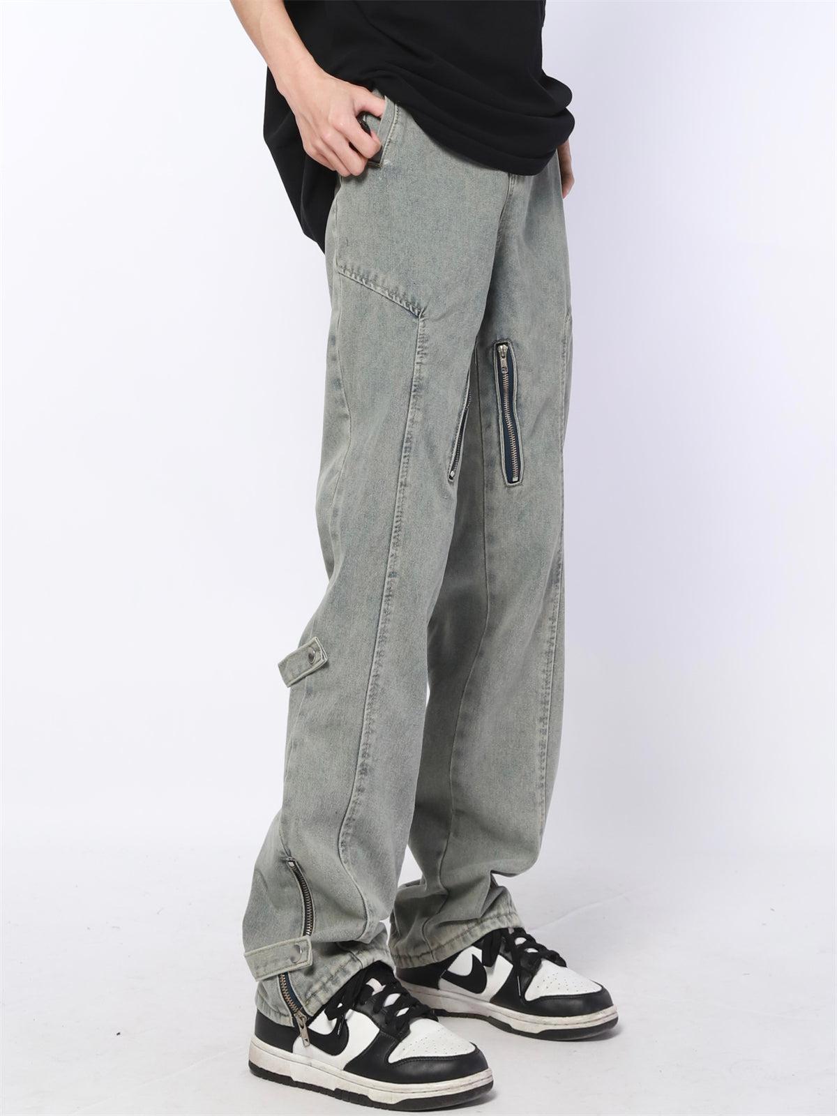 Zippered Slit Straight Jeans Korean Street Fashion Jeans By Made Extreme Shop Online at OH Vault