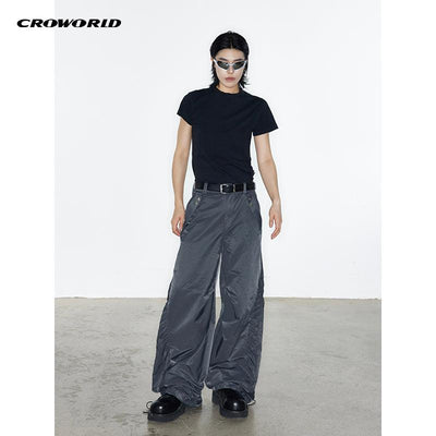 Cro World Drawstring Hem Side Pleats Cargo Pants Korean Street Fashion Pants By Cro World Shop Online at OH Vault