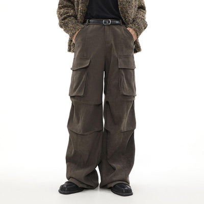 Mr Nearly Knee Pleated Wide Cut Cargo Pants Korean Street Fashion Pants By Mr Nearly Shop Online at OH Vault