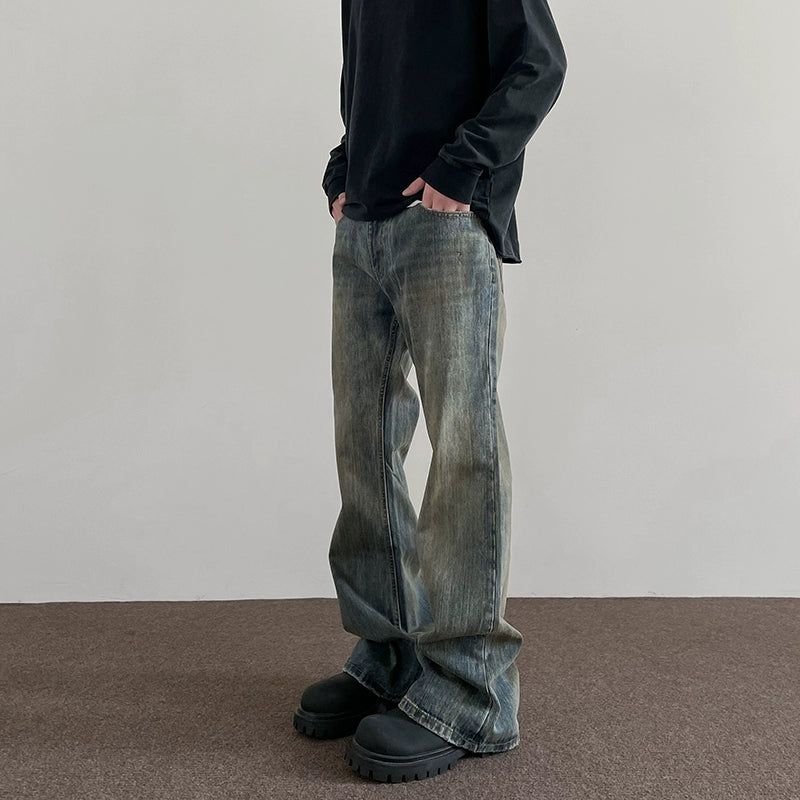 Distresed Mud-Dyed Bootcut Jeans Korean Street Fashion Jeans By A PUEE Shop Online at OH Vault