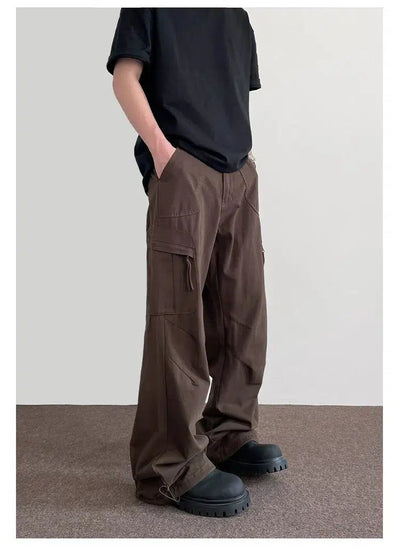 Wide Relaxed Fit Cargo Pants Korean Street Fashion Pants By A PUEE Shop Online at OH Vault