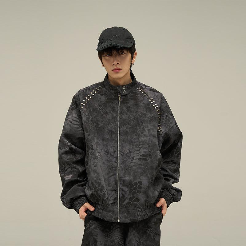 77Flight Metal Buttons Textured Pattern Jacket & Pleated Pants Set Korean Street Fashion Clothing Set By 77Flight Shop Online at OH Vault