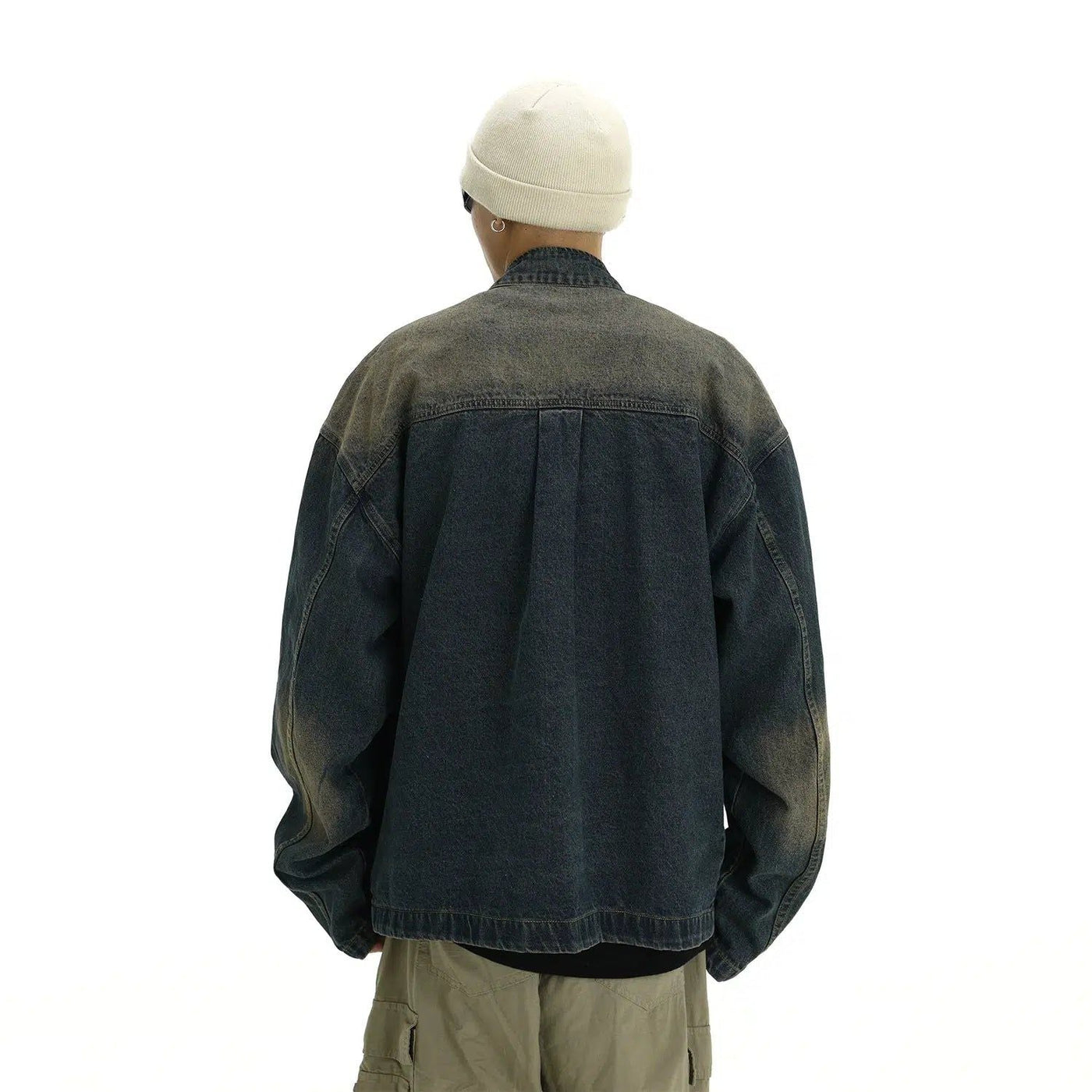 Faded Oversized Pocket Denim Jacket Korean Street Fashion Jacket By MEBXX Shop Online at OH Vault