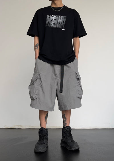 Strap Buckle Belt Cargo Shorts Korean Street Fashion Shorts By MEBXX Shop Online at OH Vault