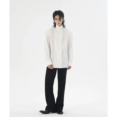 Folded Lines Solid Color Shirt Korean Street Fashion Shirt By HARH Shop Online at OH Vault