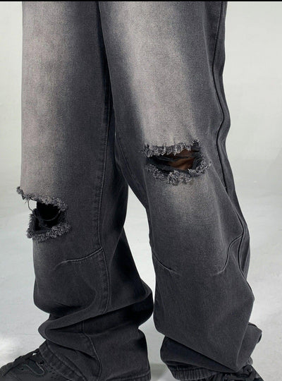 Acid Washed Ripped Knee Jeans Korean Street Fashion Jeans By Ash Dark Shop Online at OH Vault