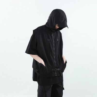 Tactical Pocket Hooded Vest Korean Street Fashion Vest By Mr Nearly Shop Online at OH Vault