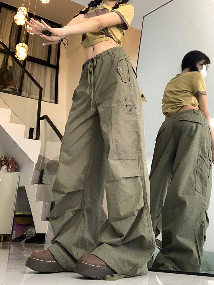 Plain Drawstring Pleats Cargo Pants Korean Street Fashion Pants By Made Extreme Shop Online at OH Vault