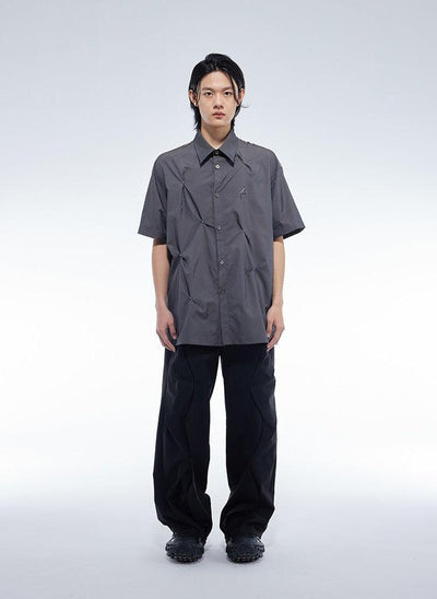 Metal Pleated Shirt Korean Street Fashion Shirt By Cro World Shop Online at OH Vault
