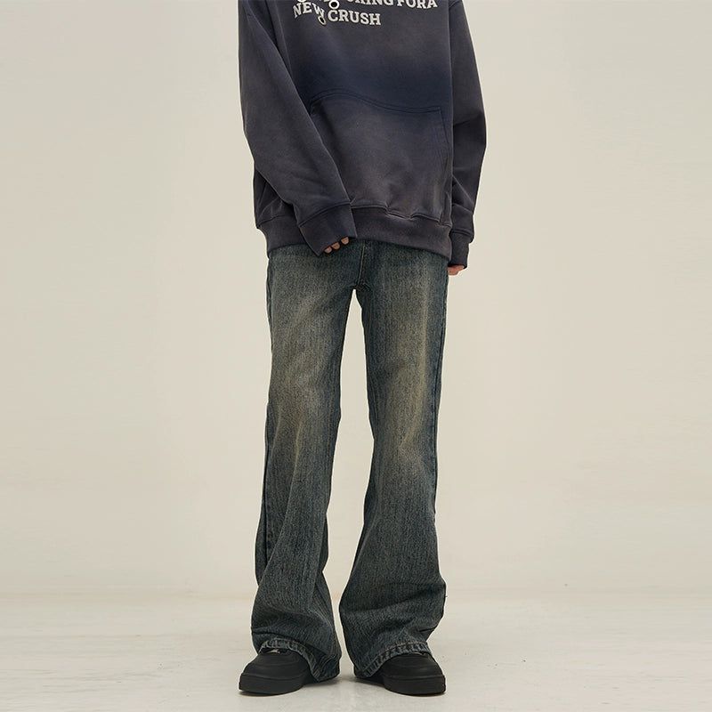 Washed Slim Fit Flared Jeans Korean Street Fashion Jeans By 77Flight Shop Online at OH Vault