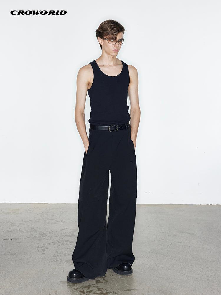 Cro World Solid Split Loose Straight Cut Pants Korean Street Fashion Pants By Cro World Shop Online at OH Vault