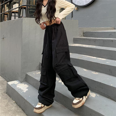 Multi Pocket Drawstring Cargo Pants Korean Street Fashion Pants By Made Extreme Shop Online at OH Vault