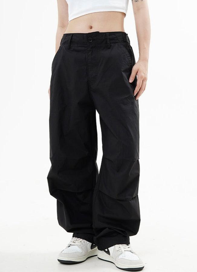 Made Extreme Solid Slant Pocket Wide Leg Pants Korean Street Fashion Pants By Made Extreme Shop Online at OH Vault